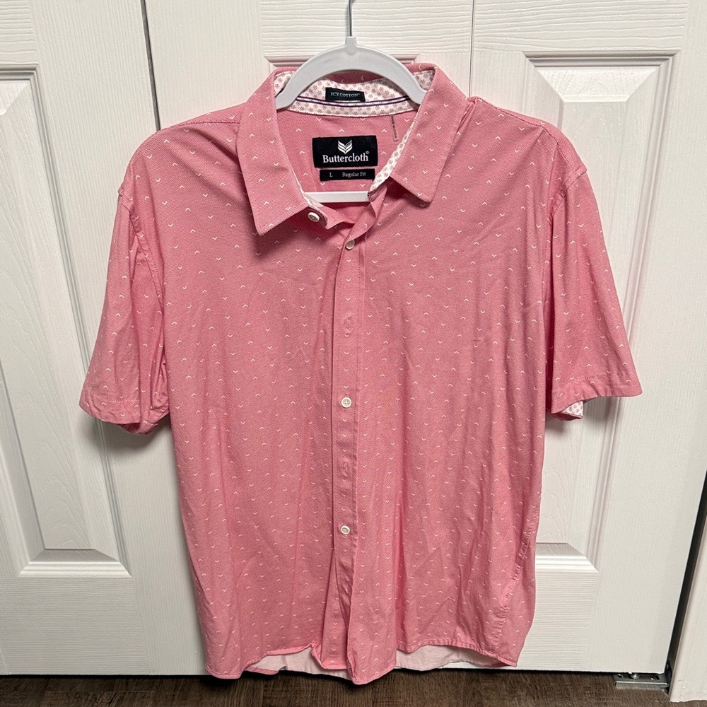Buttercloth Men's Pink Short-Sleeve Button-Down Shirt